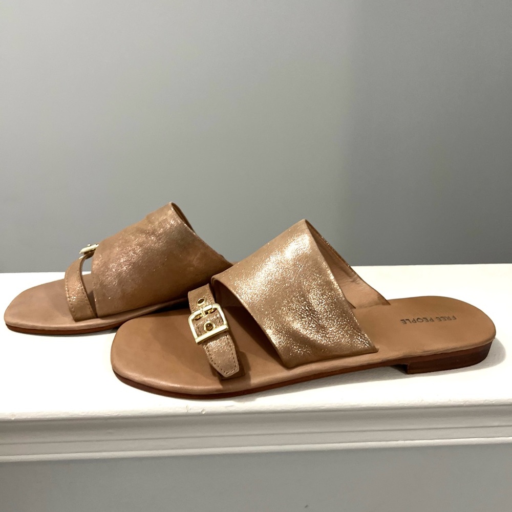🌻🆕FREE PEOPLE MILA MINIMAL FLAT SANDAL-ROSE GOLD COLOR-SIZE 8.5 - Picture 14 of 17